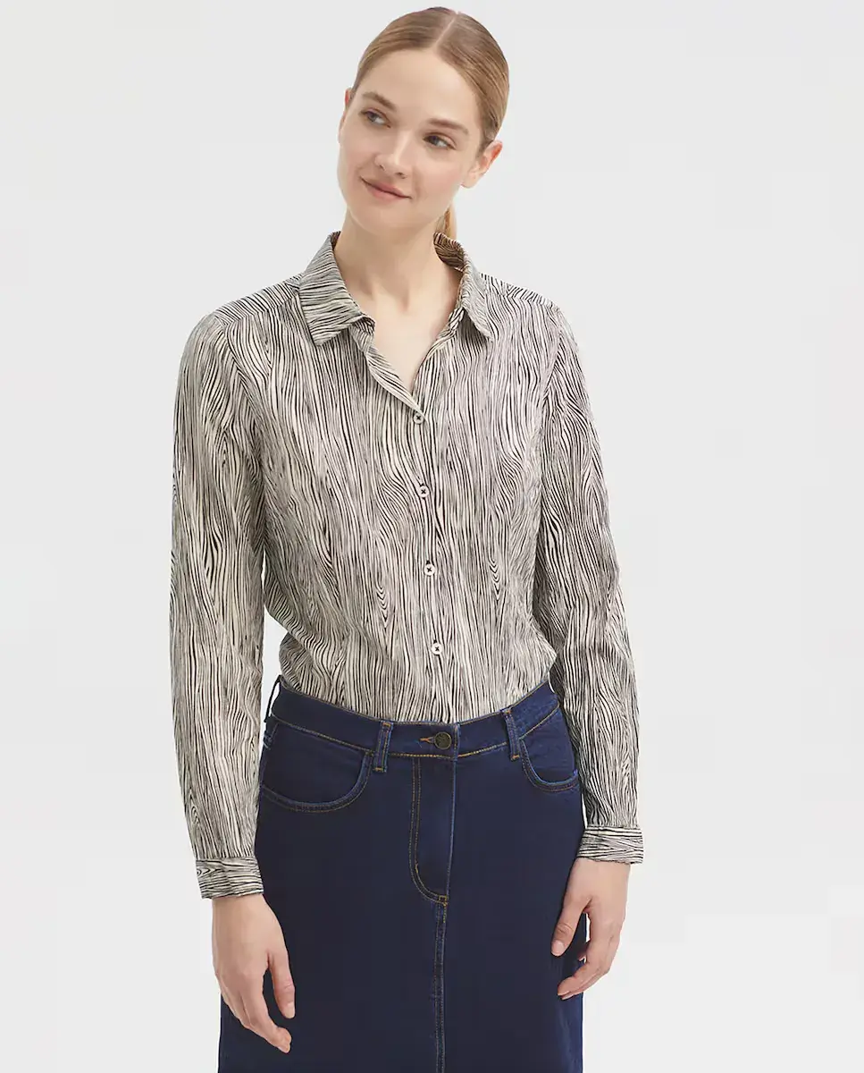 

Женская хлопковая рубашка с мятым эффектом Nice Things, цвет Crudo