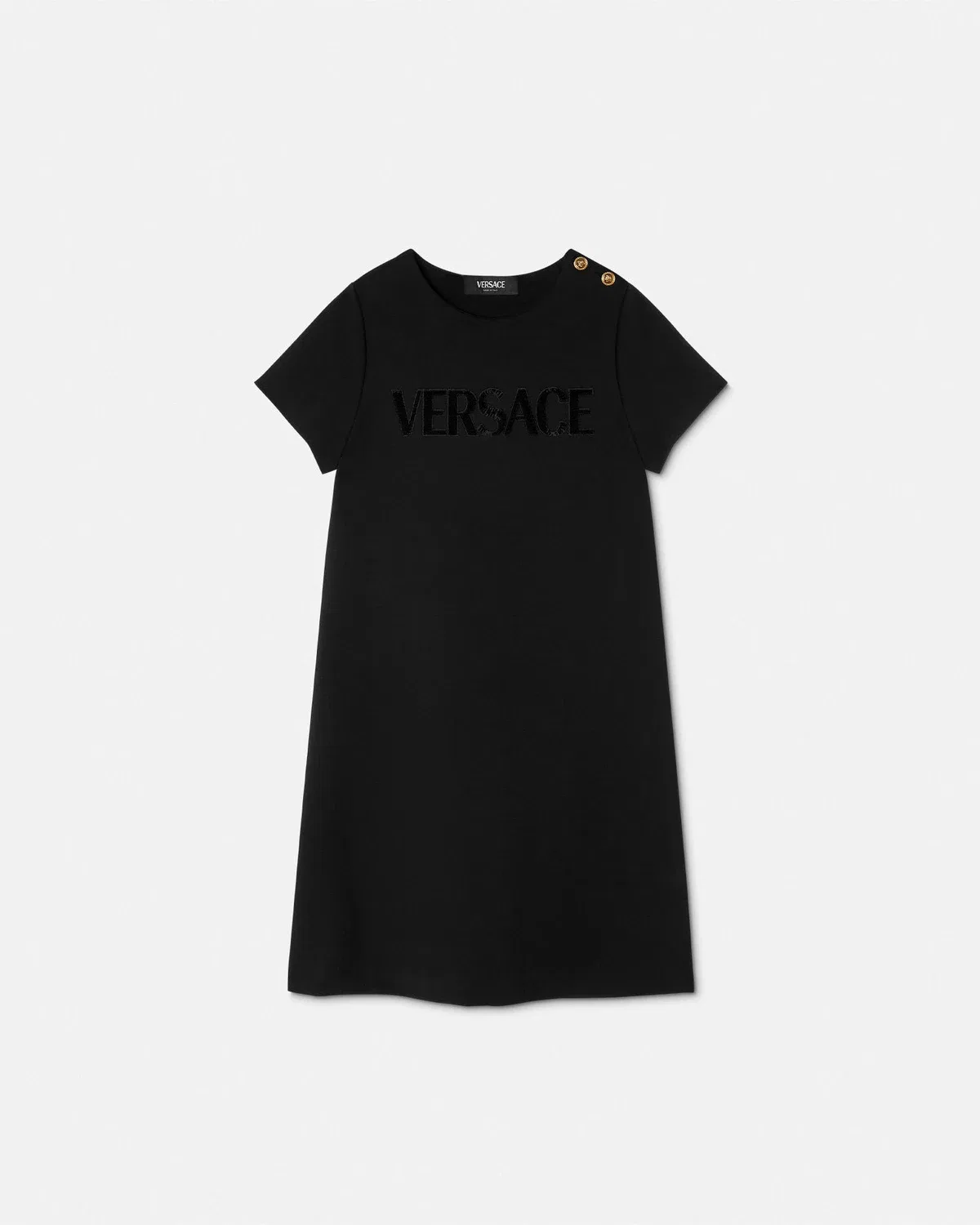 Детское платье VERSACE с украшенным логотипом VERSACE, черный