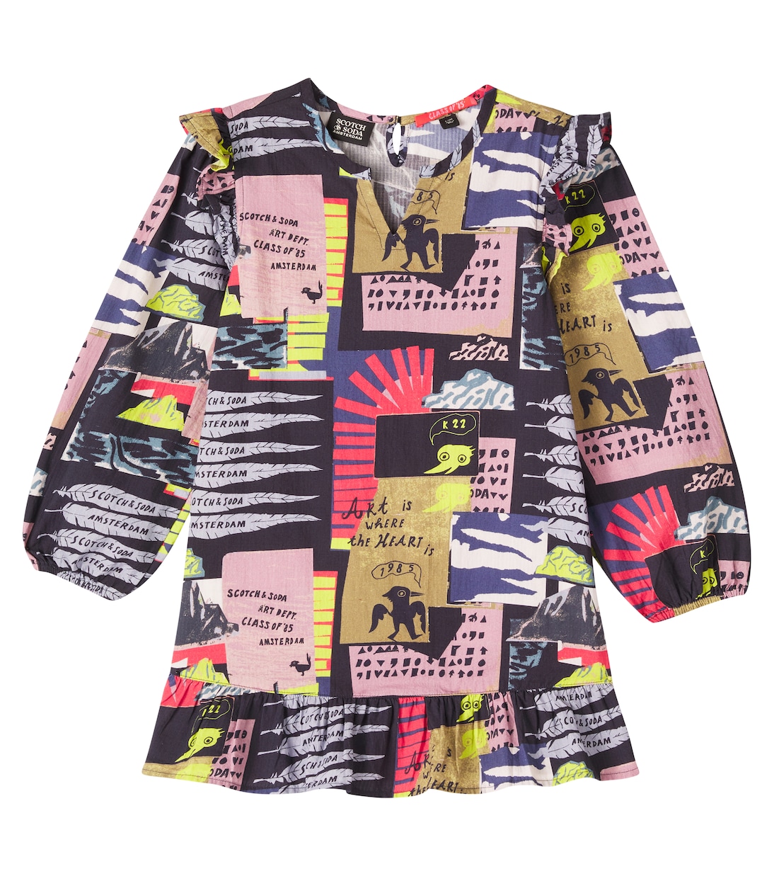 

Печатное хлопковое платье Scotch & Soda Kids, Art Dept Collage Anthracite