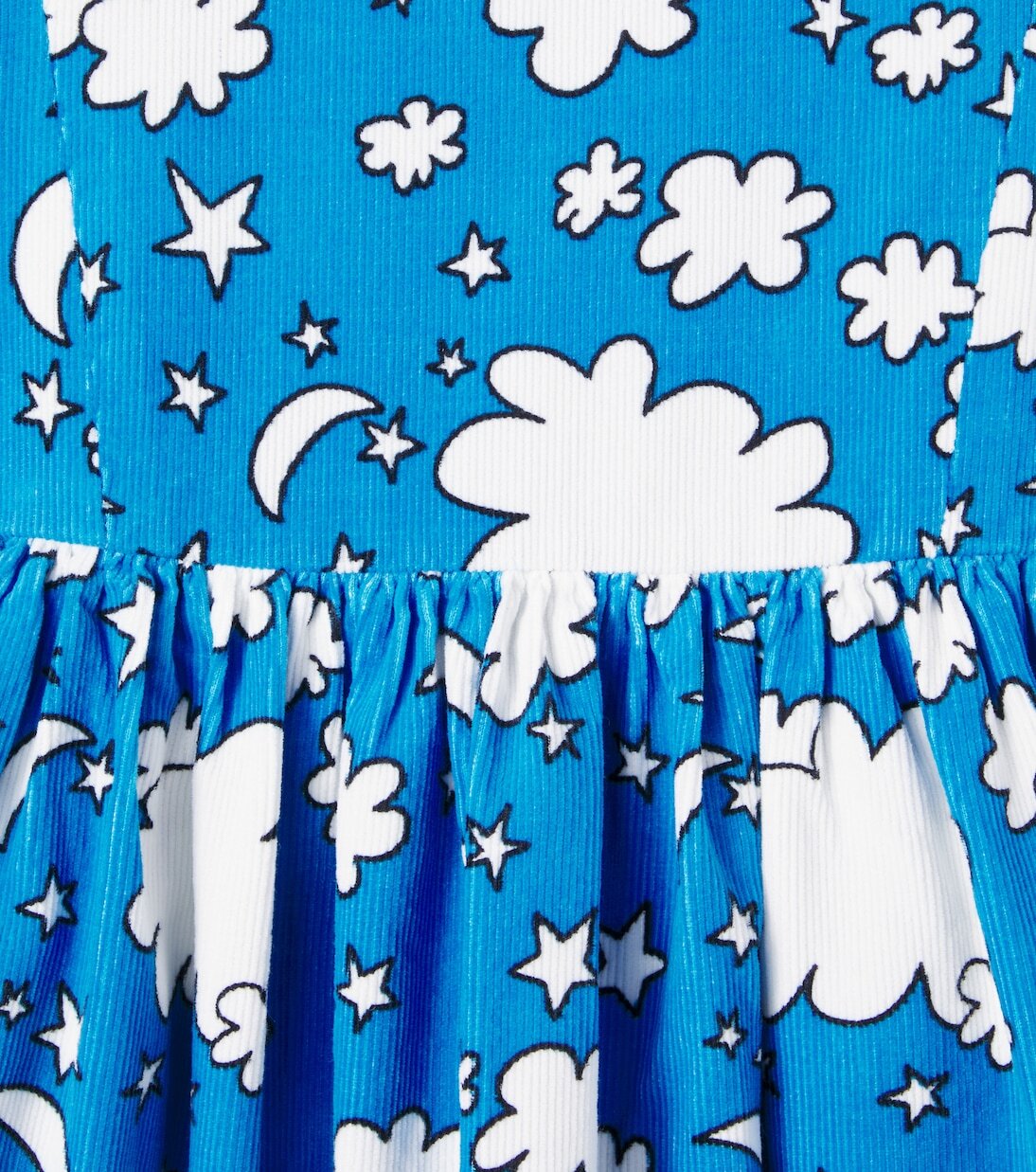 Платье из хлопкового вельвета с принтом Stella McCartney Kids, Azzurro/Multicolor — фото 2