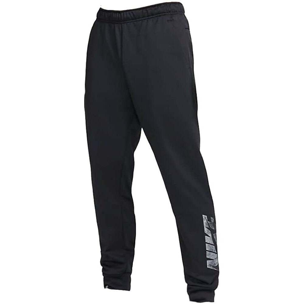 

Мужские однотонные черные брюки для бега с логотипом Nike Swoosh Therma Fit, черный