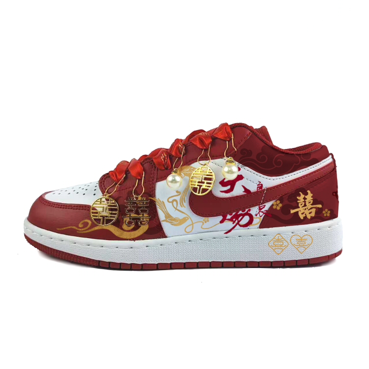 Jordan Air 1 Low Cushioning Low-Top детские баскетбольные кроссовки Red для подростков — фото 3