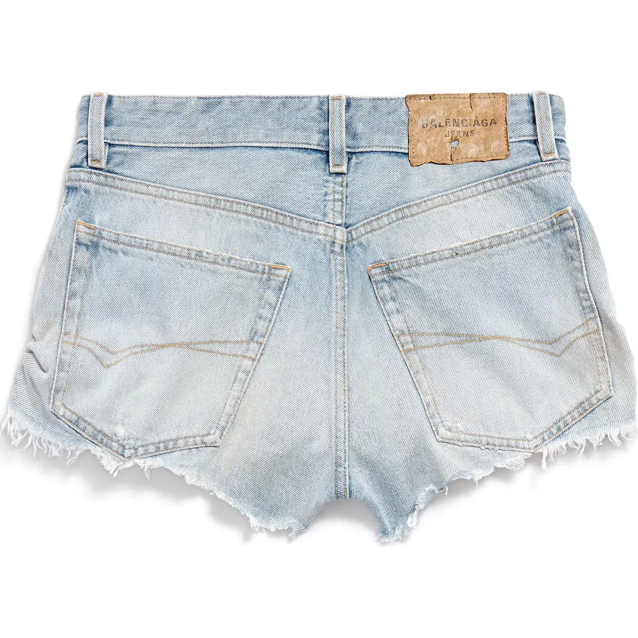 Шорты джинсовые с эффектом потертости Balenciaga Light Blue — фото 3