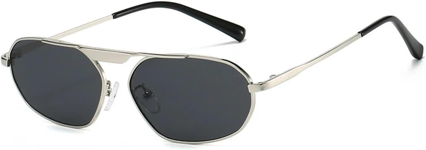 

Винтажные металлические солнцезащитные очки «кошачий глаз» неправильной формы с линзами в форме многоугольника, модные, с защитой от УФ-излучения UV400, мужские HHZZYVY, Silver Gray