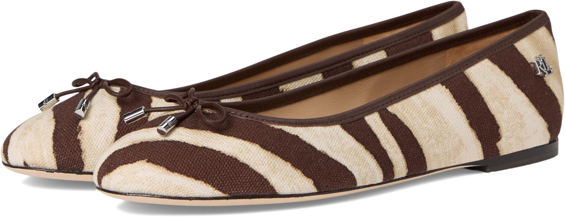 Балетки Lauren Ralph Lauren Jayna Zebra-print Canvas Flats, цвет Zebra/Dark Hickory