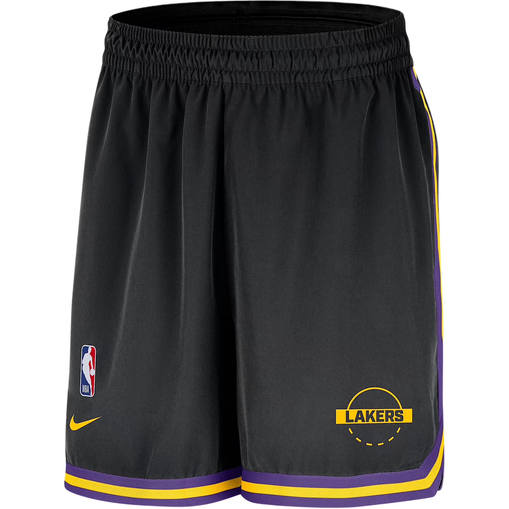 

Мужские шорты Los Angeles Lakers DNA Dri FIT NBA 6' UV Woven Shorts Nike, черный/all-over фиолетовый/amarillo желтый/amarillo желтый