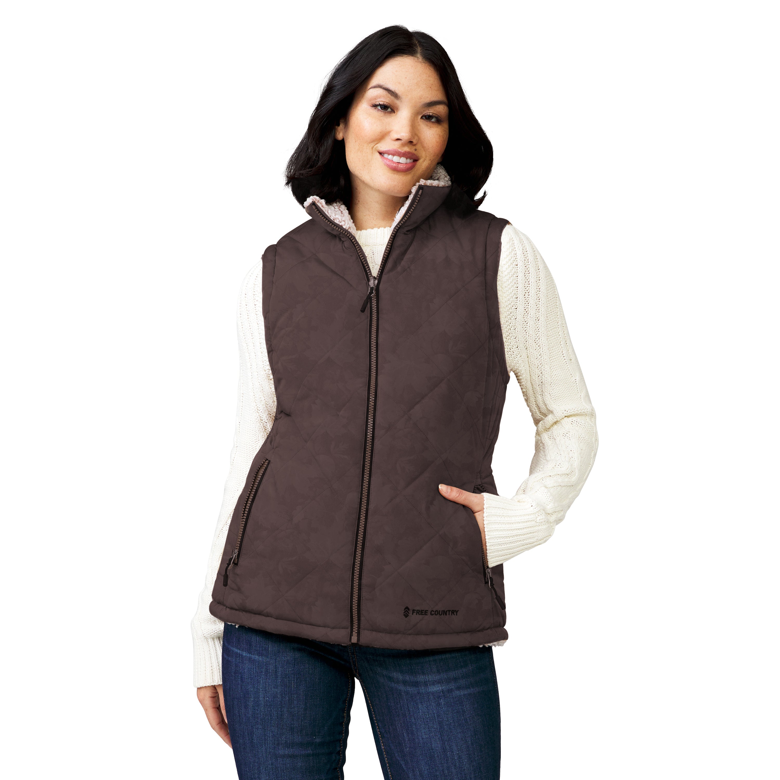 

Женский двусторонний жилет Free Country Expedition Stratus Lite, цвет dark oak