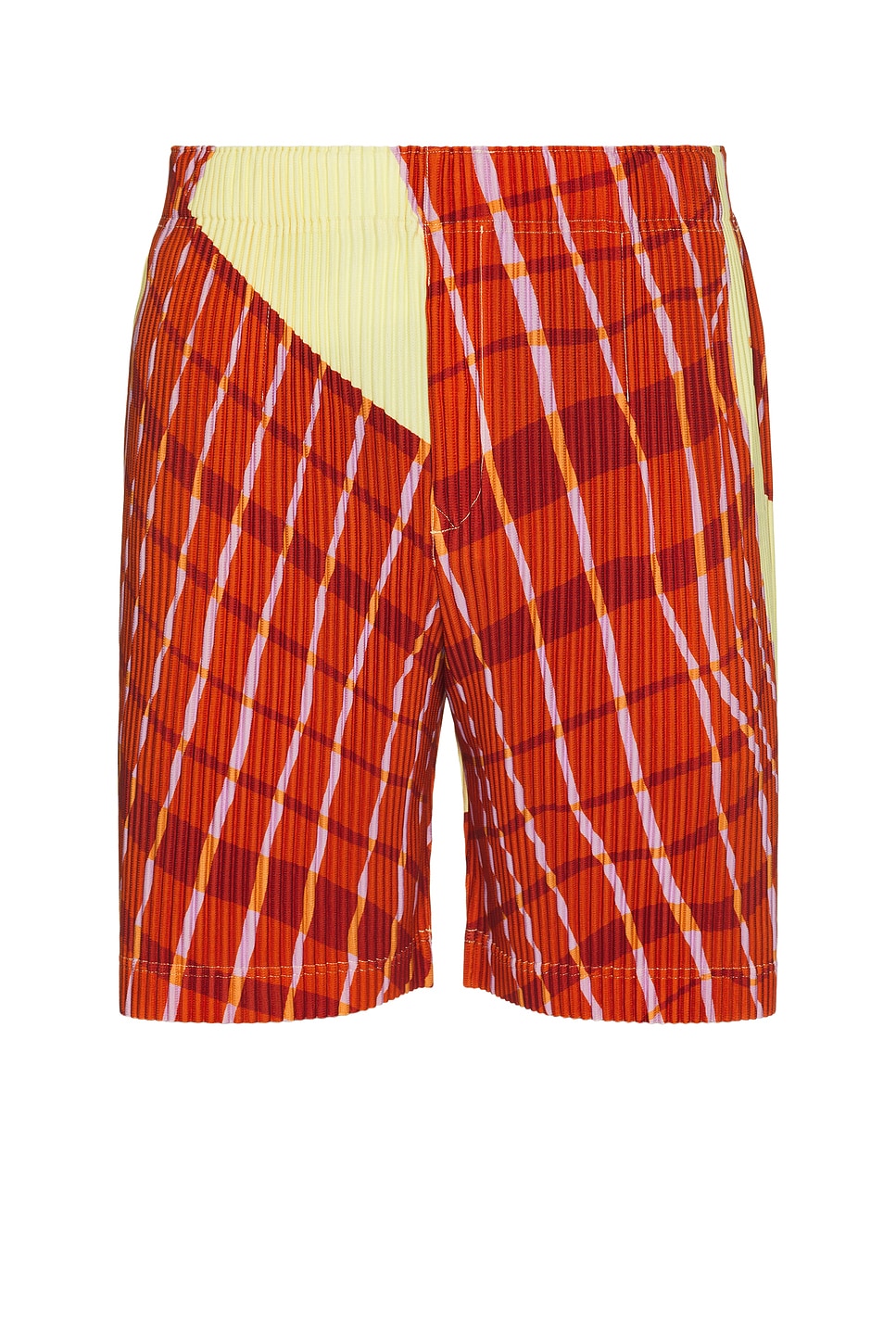 

Шорты в клетку с эффектом ветра Homme Plisse Issey Miyake, Yellow