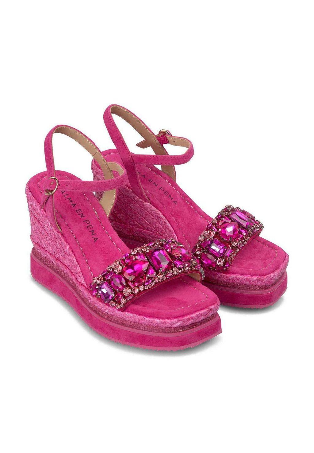 Босоножки на танкетке CON CIERRE HEBILLA - High heeled sandals Alma en Pena, цвет Fucsia Jaspeado — фото 3