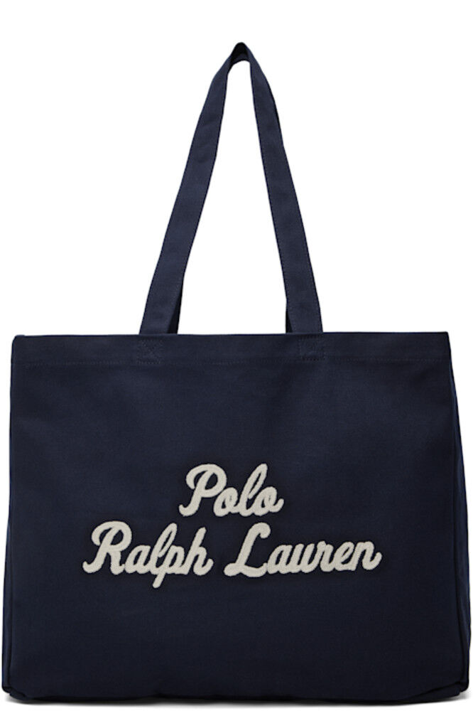 

Сумка-тоут из ткани с вышивкой темно-синего цвета Polo Ralph Lauren