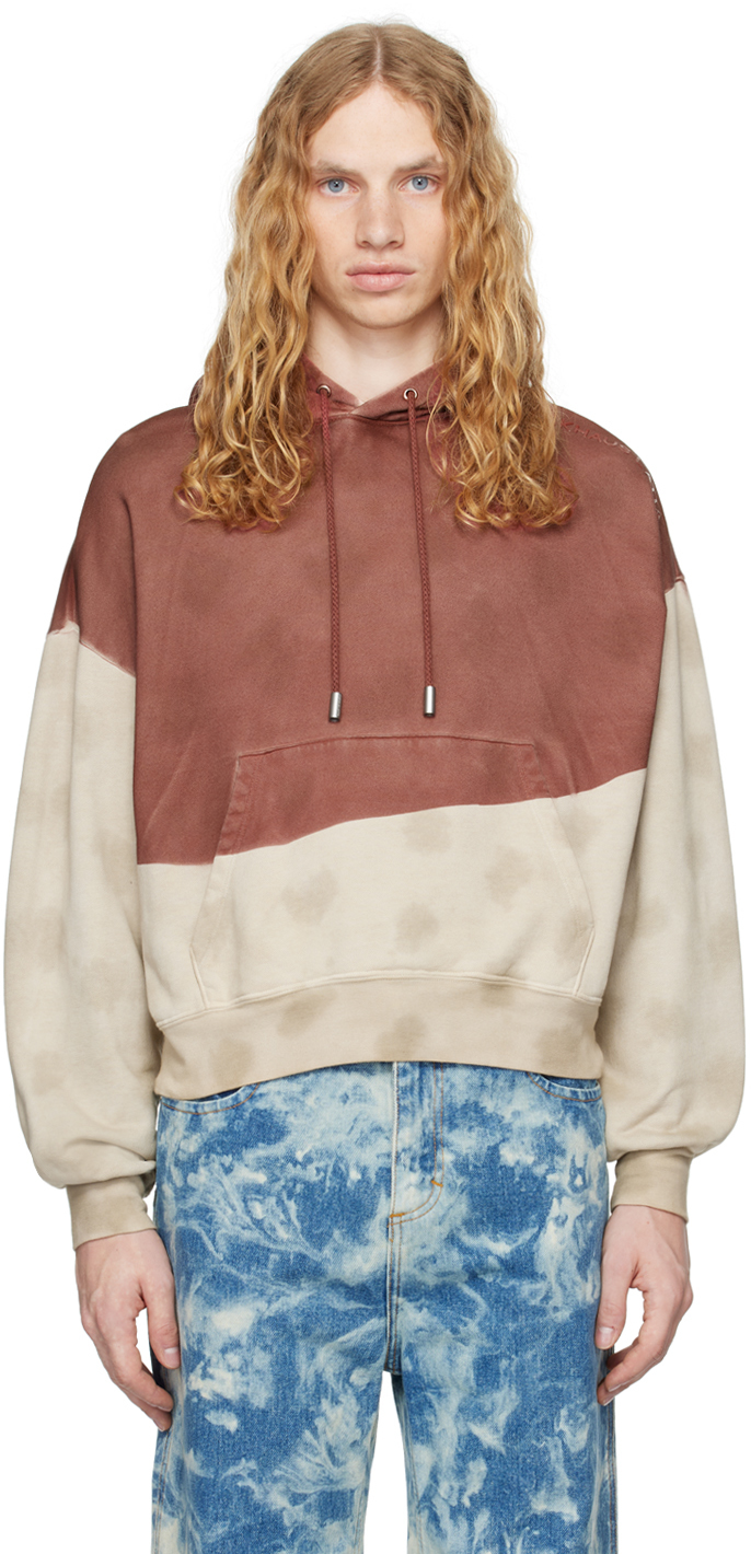 

Красно-бежевая толстовка с капюшоном Eckhaus Latta
