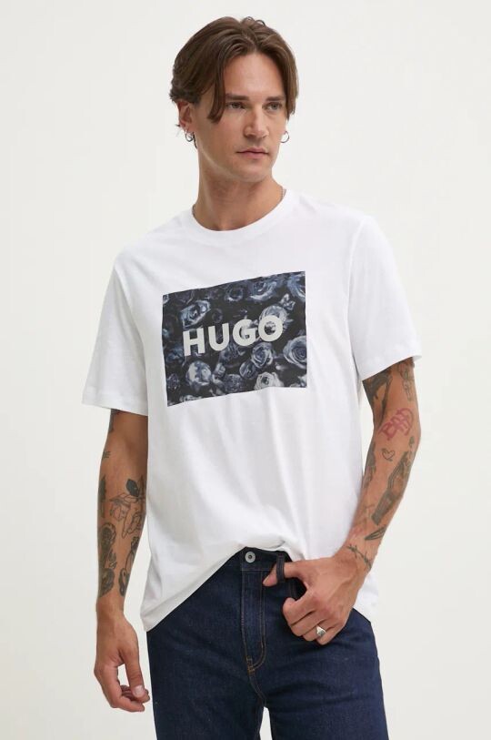 

Хлопковая футболка Hugo, белый