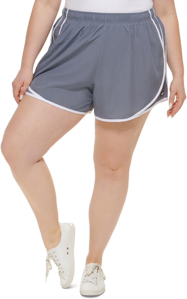 

Женские шорты для фитнеса и бега Calvin Klein Performance больших размеров со сборками на талии, Steel