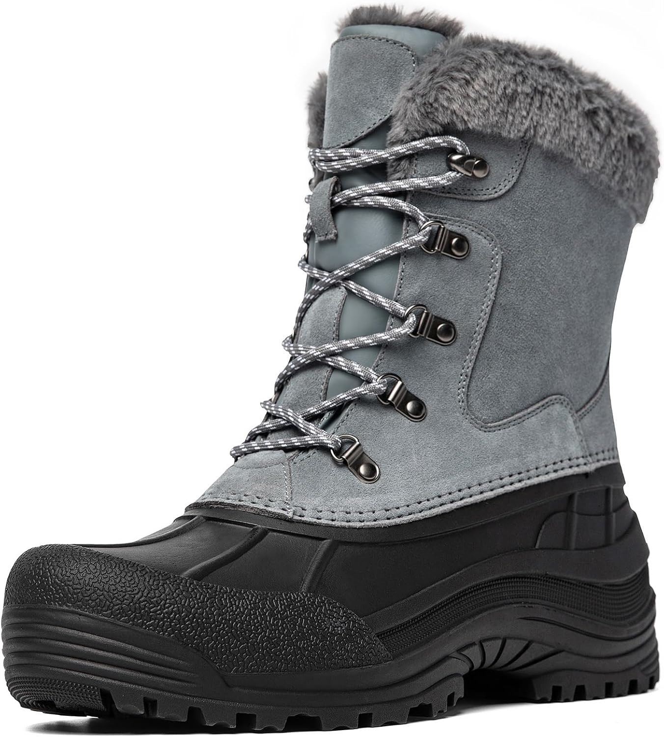 

Мужские зимние ботинки Kelway, утепленные водонепроницаемые кожаные и замшевые ботинки для снега с противоскользящей резиновой подошвой, обувь для пеших прогулок на холодную погоду, серый