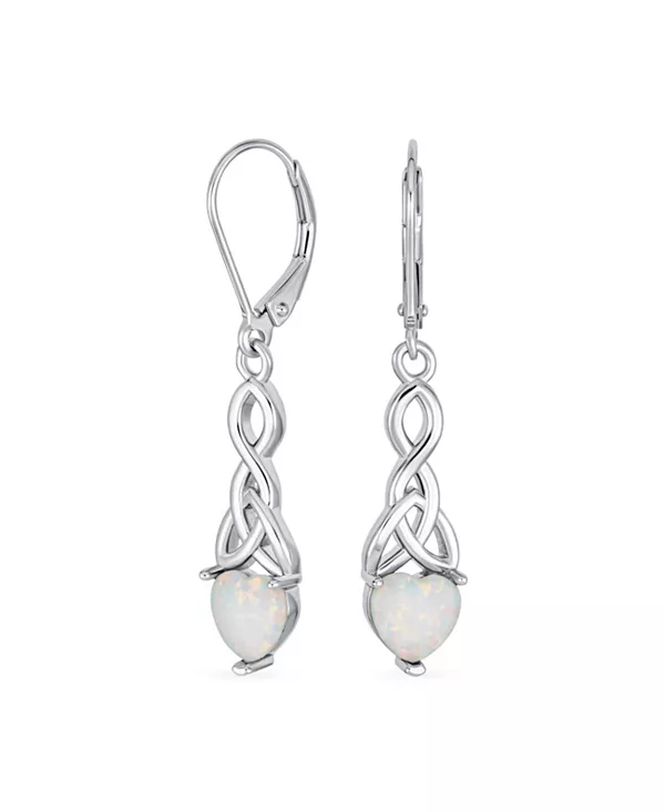 

Серьги с подвесками в виде сердечек из белого синтетического опала в ирландском кельтском стиле для женщин, стерлинговое серебро, длина 1,5 дюйма Bling Jewelry, white