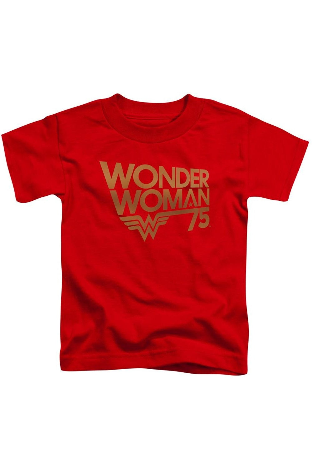 

Футболка с коротким рукавом для малышей с золотым логотипом Wonder Woman к 75-летию Gildan, красный