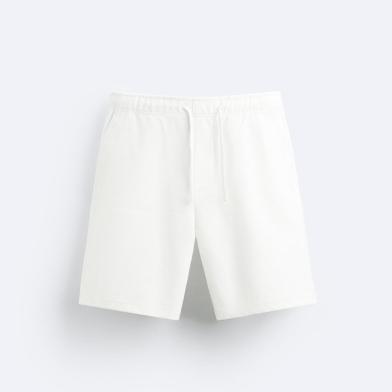 

Шорты Zara Soft Textured Bermuda, желтовато-белый