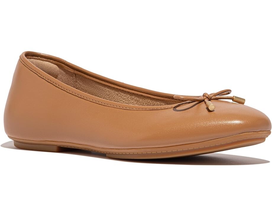 Туфли на плоской подошве FitFlop Delicato Bow Soft Leather Ballerinas, цвет Desert Tan
