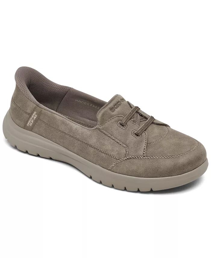 Женские кроссовки: удобные кроссовки из кожи Flex для ходьбы от Finish Line Skechers, коричневый/бежевый