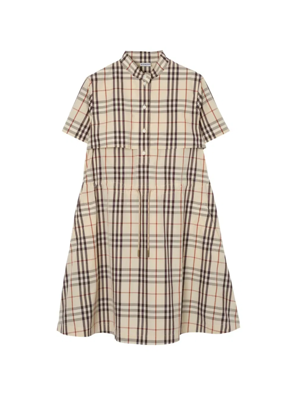 Платье Burberry Хлопковое в клетку, миндально-бежевый