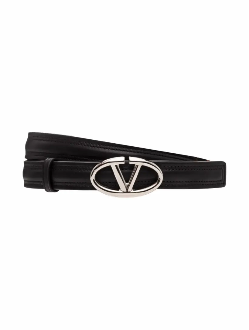 

Кожаный ремень Round V-logo Valentino Garavani, черный