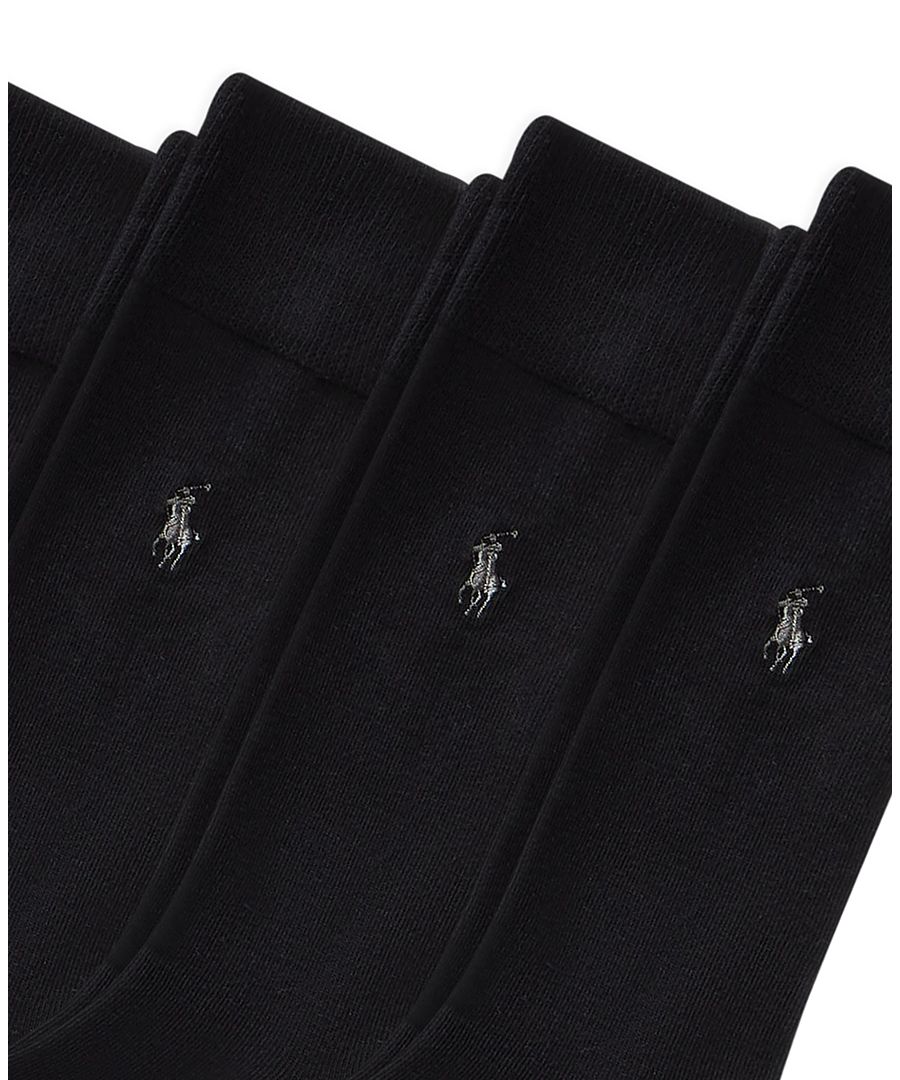 Мужские плоские вязаные носки для брюк и брюк, 4 шт в упаковке Polo Ralph Lauren, Black — фото 3