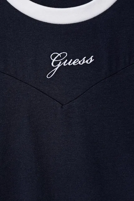 Платье мини с вышивкой и драпировкой Guess, синий — фото 3