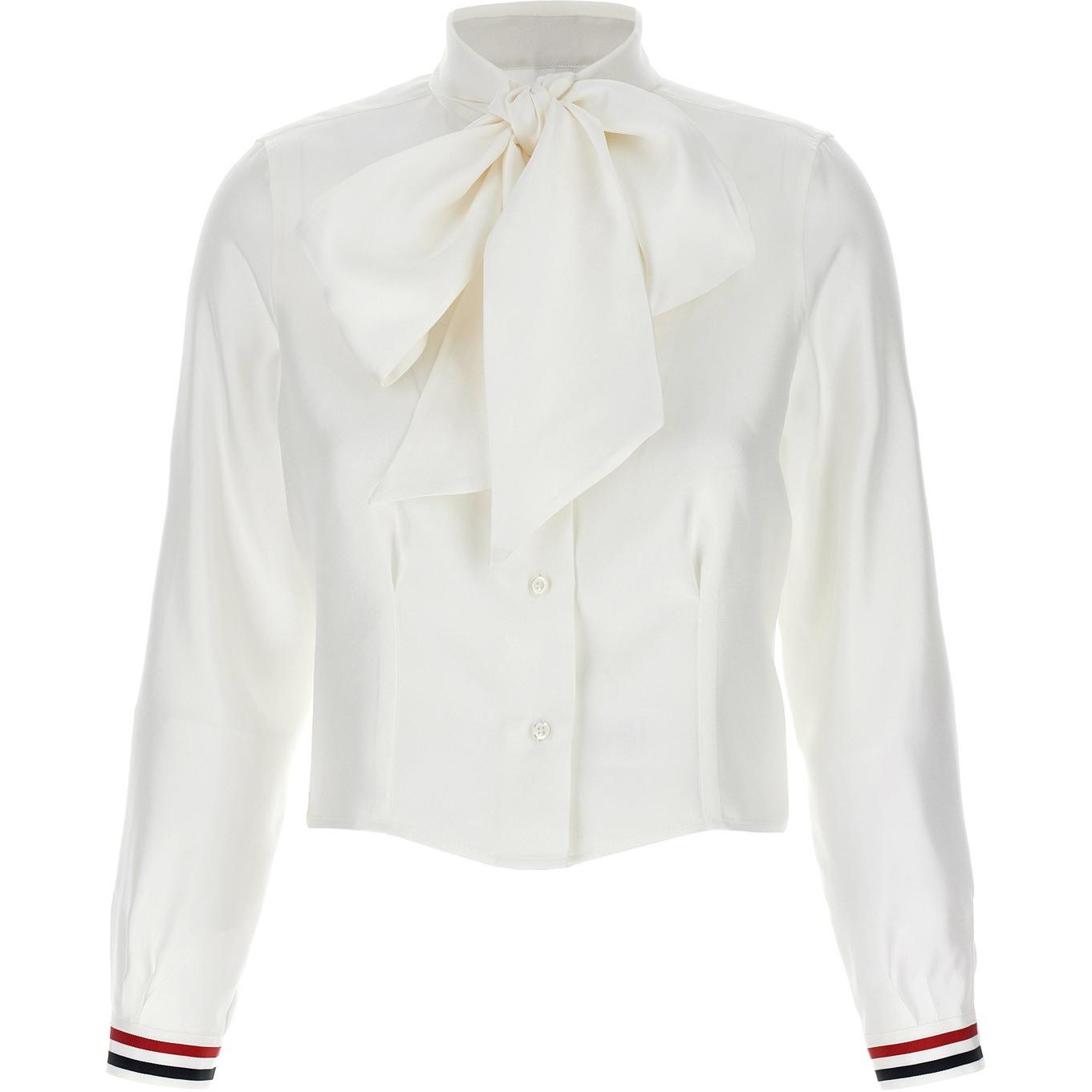 

Блузка с воротником-бантом THOM BROWNE, белый