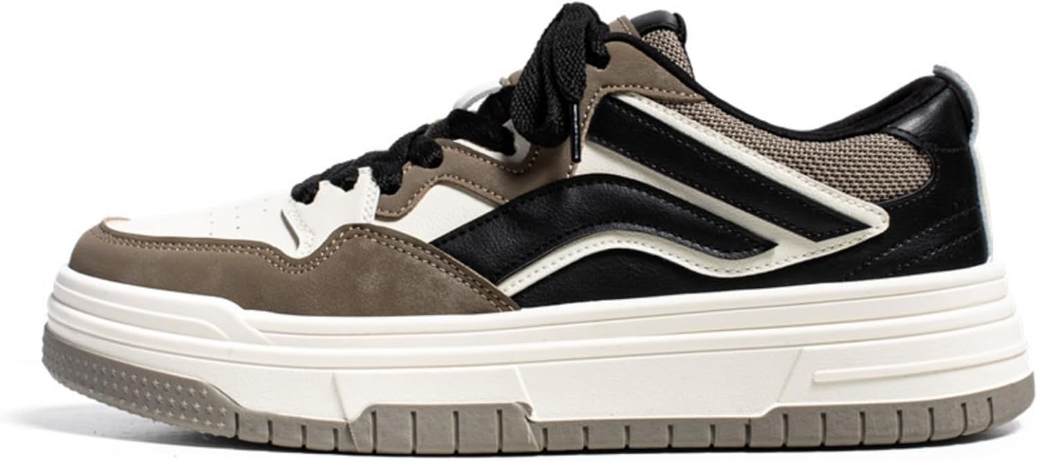 

Мужские ретро кроссовки с шнуровкой в стиле color-block, удобная повседневная обувь для скейтборда, стильная винтажная обувь для ежедневного ношения и уличного стиля Khwfjas, хаки