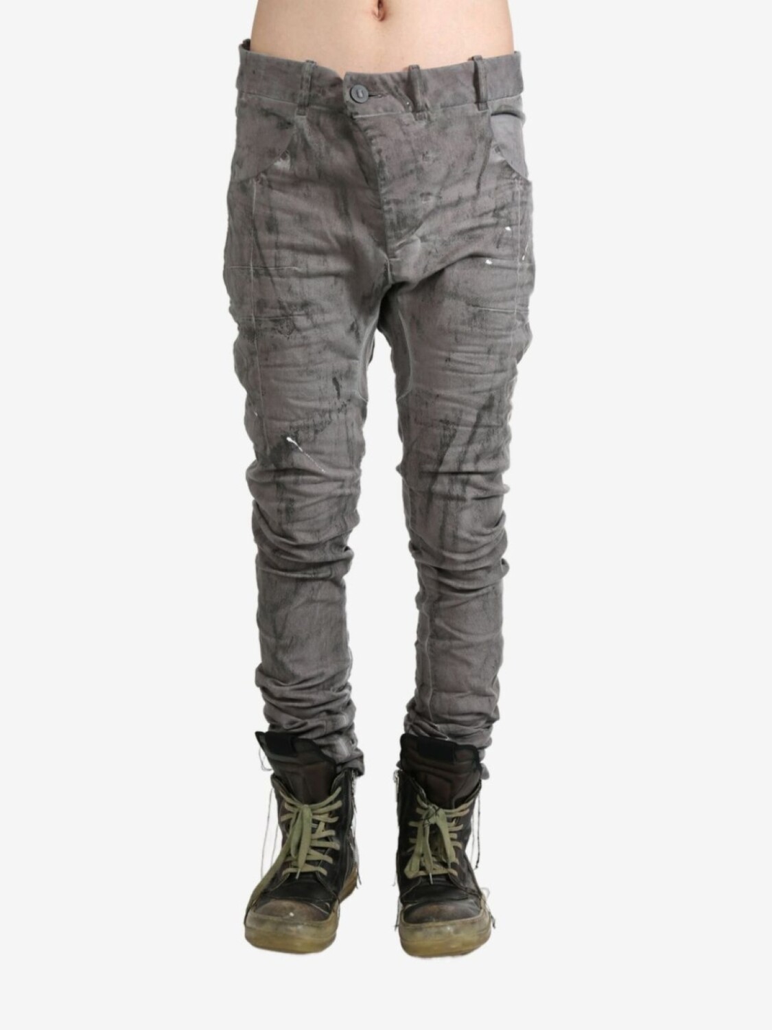 

Брюки с потертой отделкой Boris Bidjan Saberi, серый