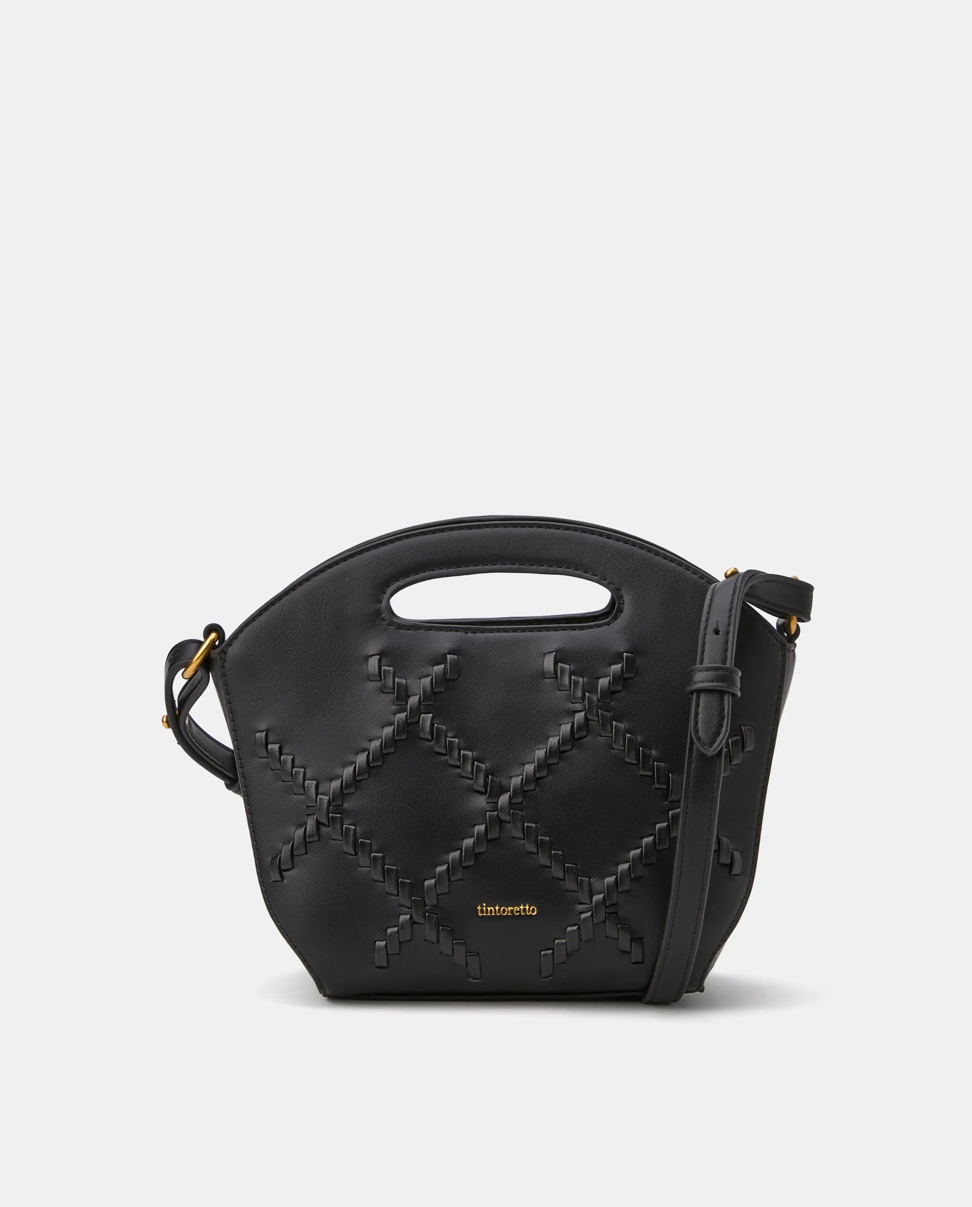 

Сумка через плечо с плетеным декором Tintoretto, черный