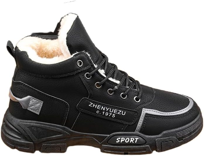 

Мужские теплые высокие ботинки с толстой подошвой, повседневная зимняя обувь, подходит для ежедневных прогулок Hoalox, черный