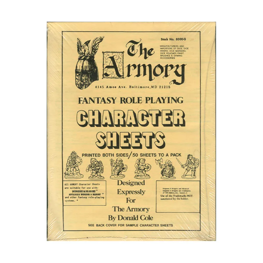

Armory Character Record Sheets, Fantasy Supplements (The Armory), мягкая обложка