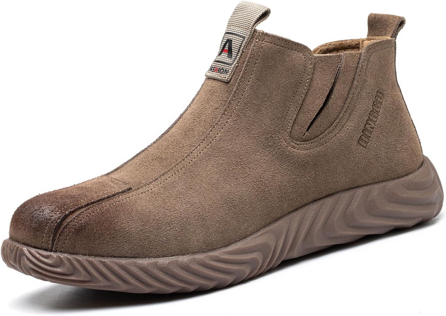 

Ботинки DINGGU с металлическим носком для мужчин, обувь для сварщиков, удобные безопасные ботинки с композитным носком, легко надеваются, коричневый