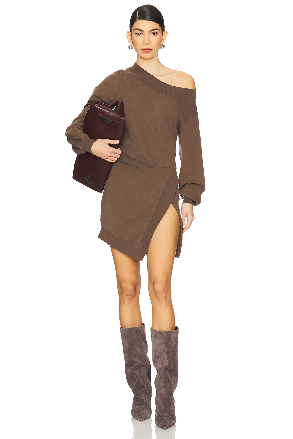 

Мини-платье с длинным рукавом The Attico, fade brown