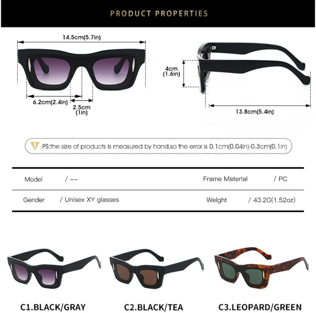 

Уникальные квадратные солнцезащитные очки для женщин и унисекс, цветные, в стиле ретро, ​​модные, мужские, с защитой от УФ-излучения UV400 UATXTAU, Black Tea