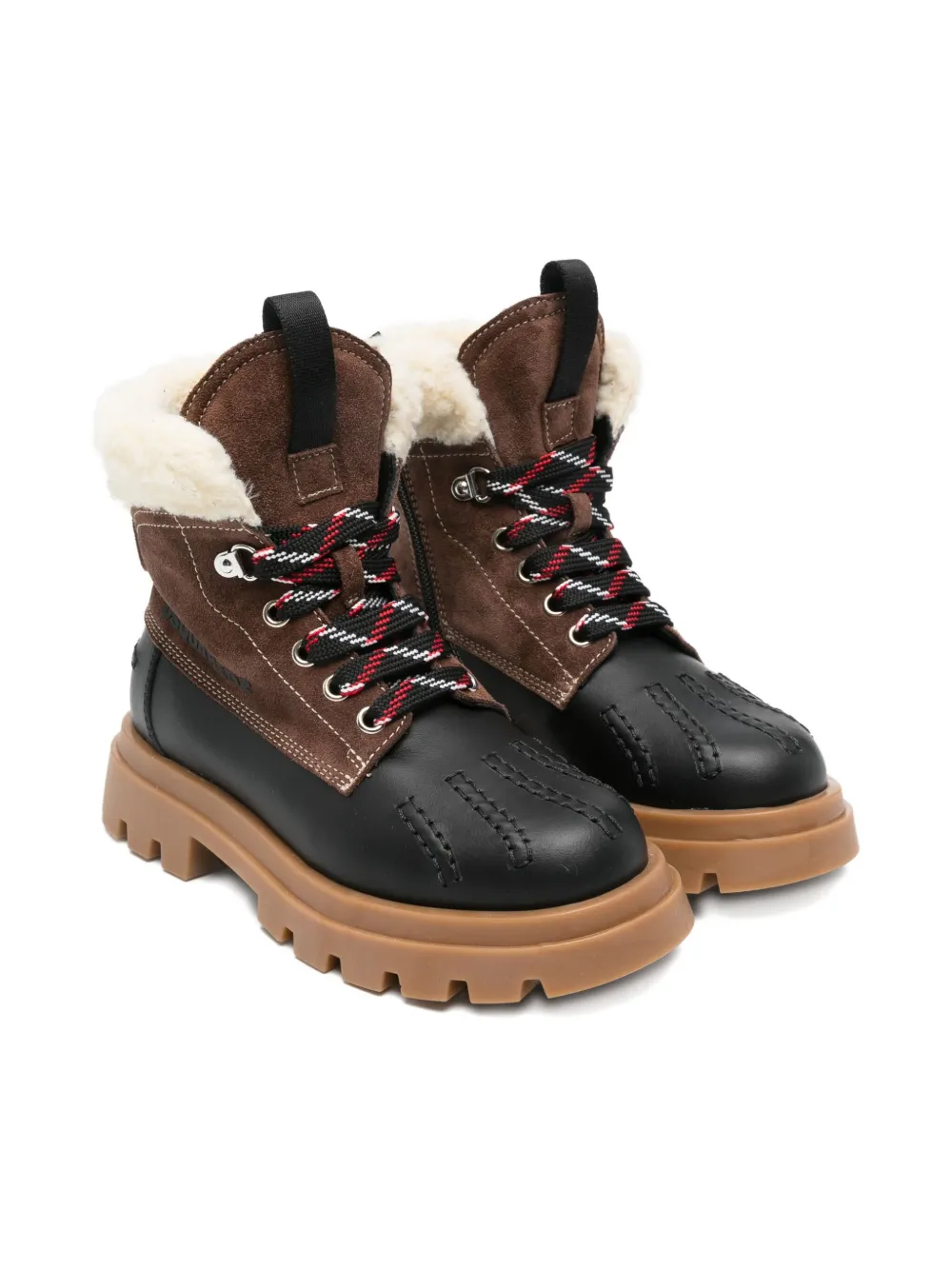 

Ботинки на шнуровке из искусственного овечьего меха DSQUARED2 KIDS, коричневый