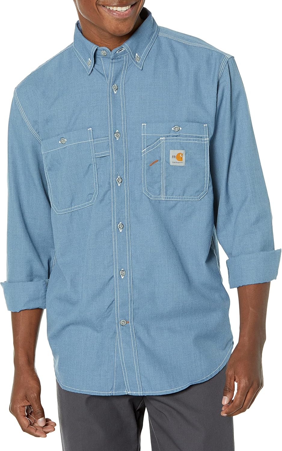 

Carhartt мужская 104138 огнестойкая футболка Force Lightweight с длинным рукавом, Steel Blue