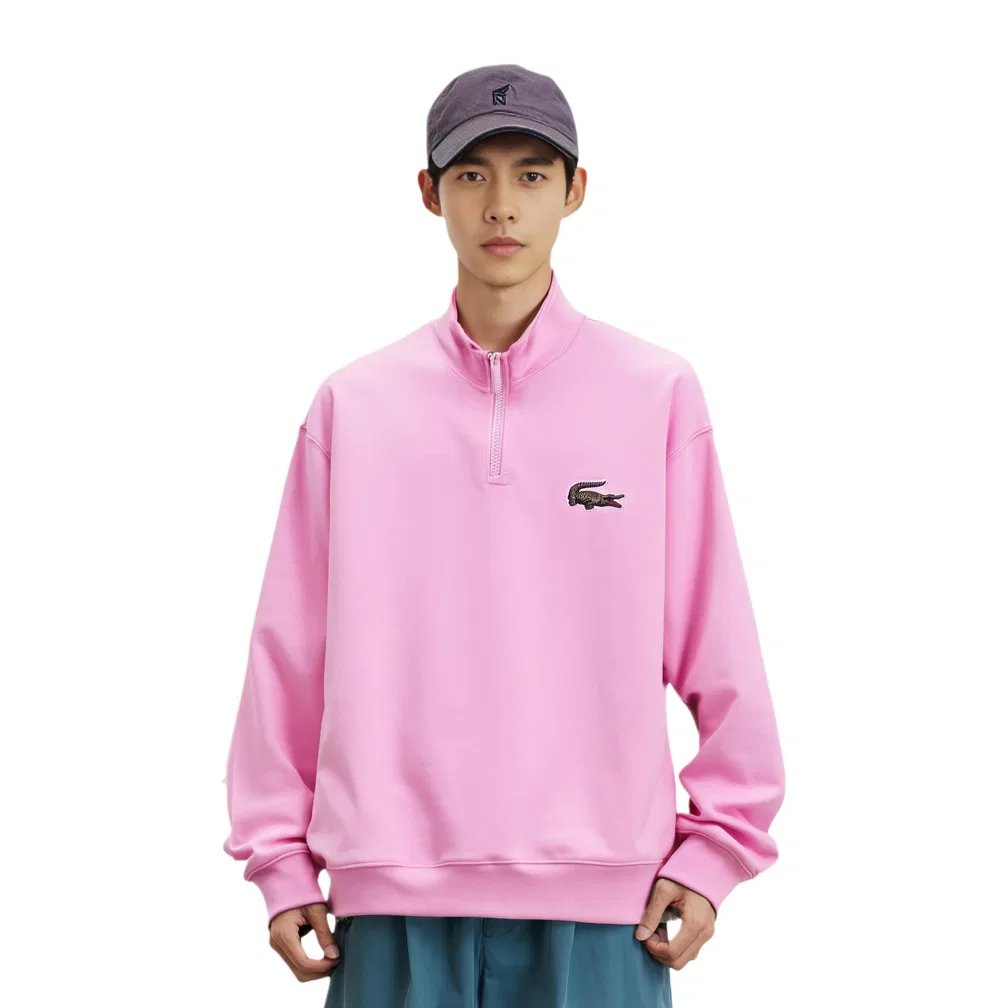 Свитшот унисекс LACOSTE Light Purple, универсальный дизайн, светло-фиолетовый — фото 4