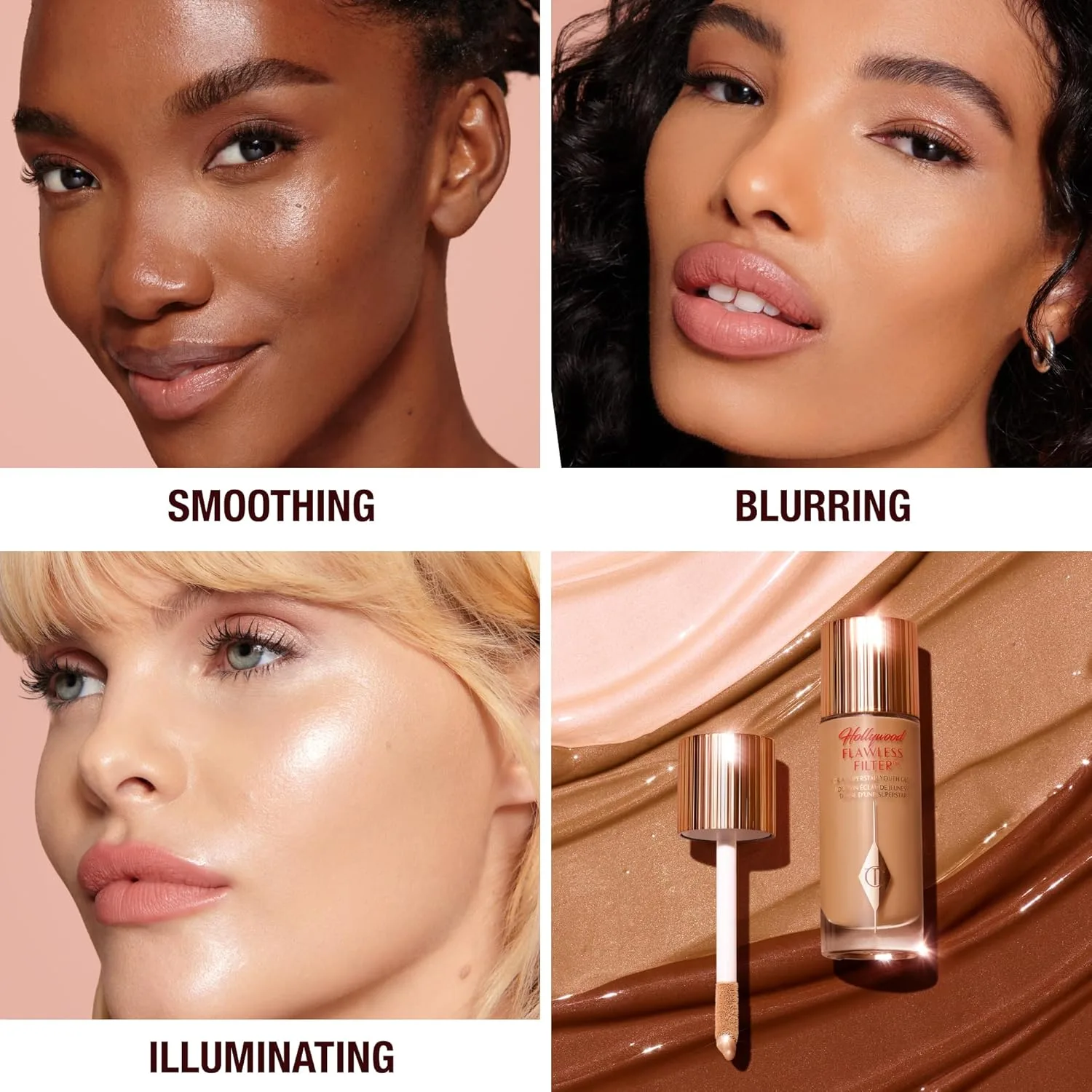 Charlotte Tilbury Hollywood Flawless Filter - универсальный праймер, бустер для сияния и жидкий хайлайтер с легким покрытием для гладкой и ровной кожи, 5.5 Tan - Neutral caramel shade for tan skin tones — фото 4