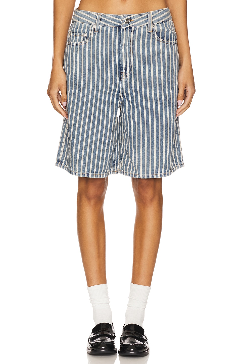 

Джинсовые шорты с полоской Ganni, soft chambray
