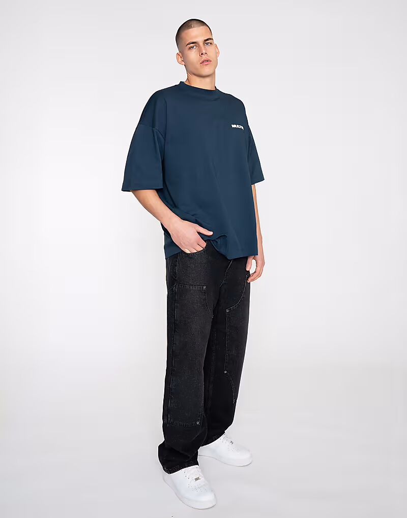 

Multiply Apparel - Прямые джинсы черного цвета со вставкой в ​​виде буквы P