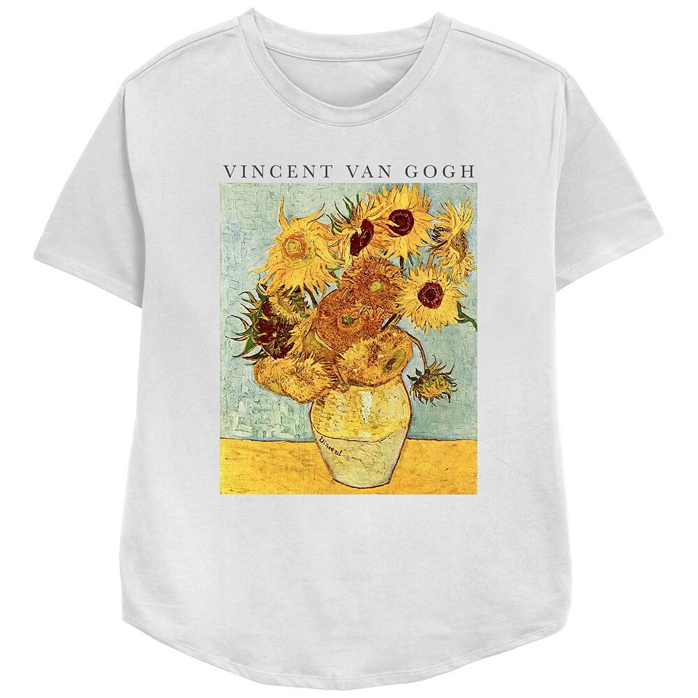 

Женская футболка свободного кроя с рисунком Vincent Van Gogh Sunflowers, белый