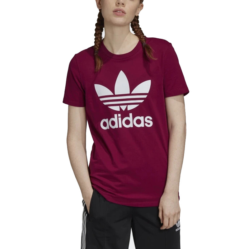 Футболка с трилистником женская розовая Adidas Originals — фото 3