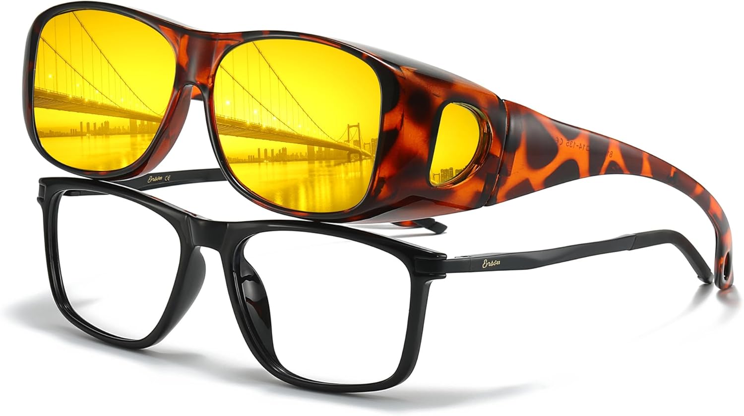 

Поляризованные очки ночного видения LVIOE для женщин и мужчин, надеваемые поверх обычных очков, с обтекаемой формой для защиты от бликов при вождении в ночное время, модель N8143, A02 Tortoise Frame / Night Vision