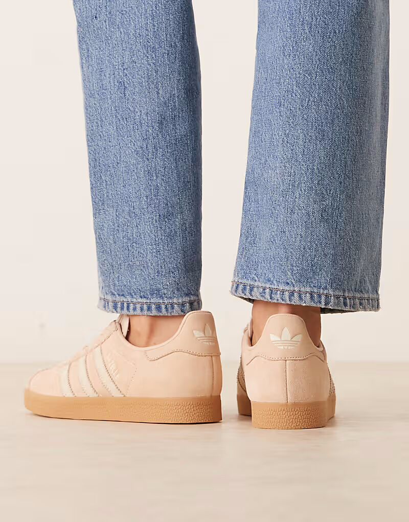 Кроссовки Adidas Originals Gazelle Indoor в румянах и кремовых тонах — фото 3
