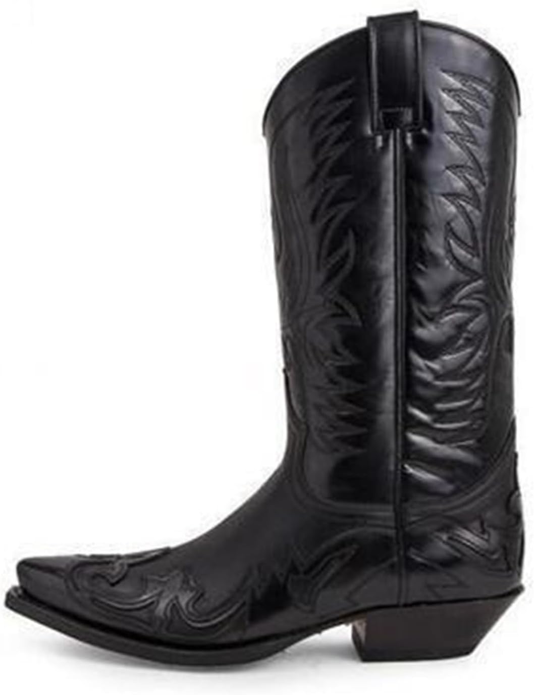 

Ковбойские ботинки для мужчин, повседневные ботинки, традиционные вышитые ботинки с низким каблуком, сшитые кантри-бутсы, западные модные ботинки Generic, черный