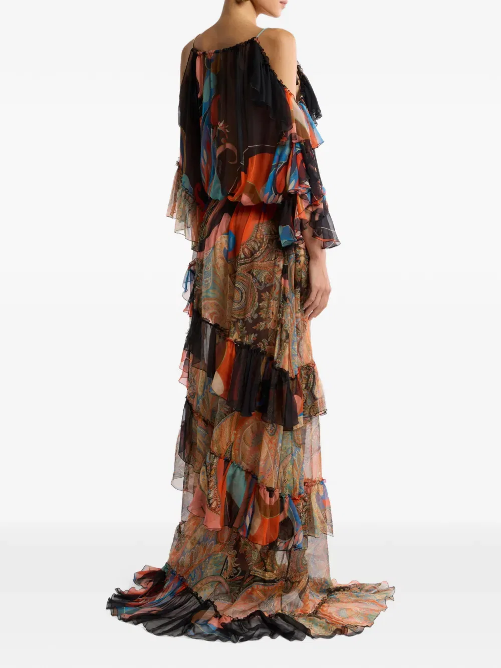Платье-макси с оборками Etro, черный — фото 4