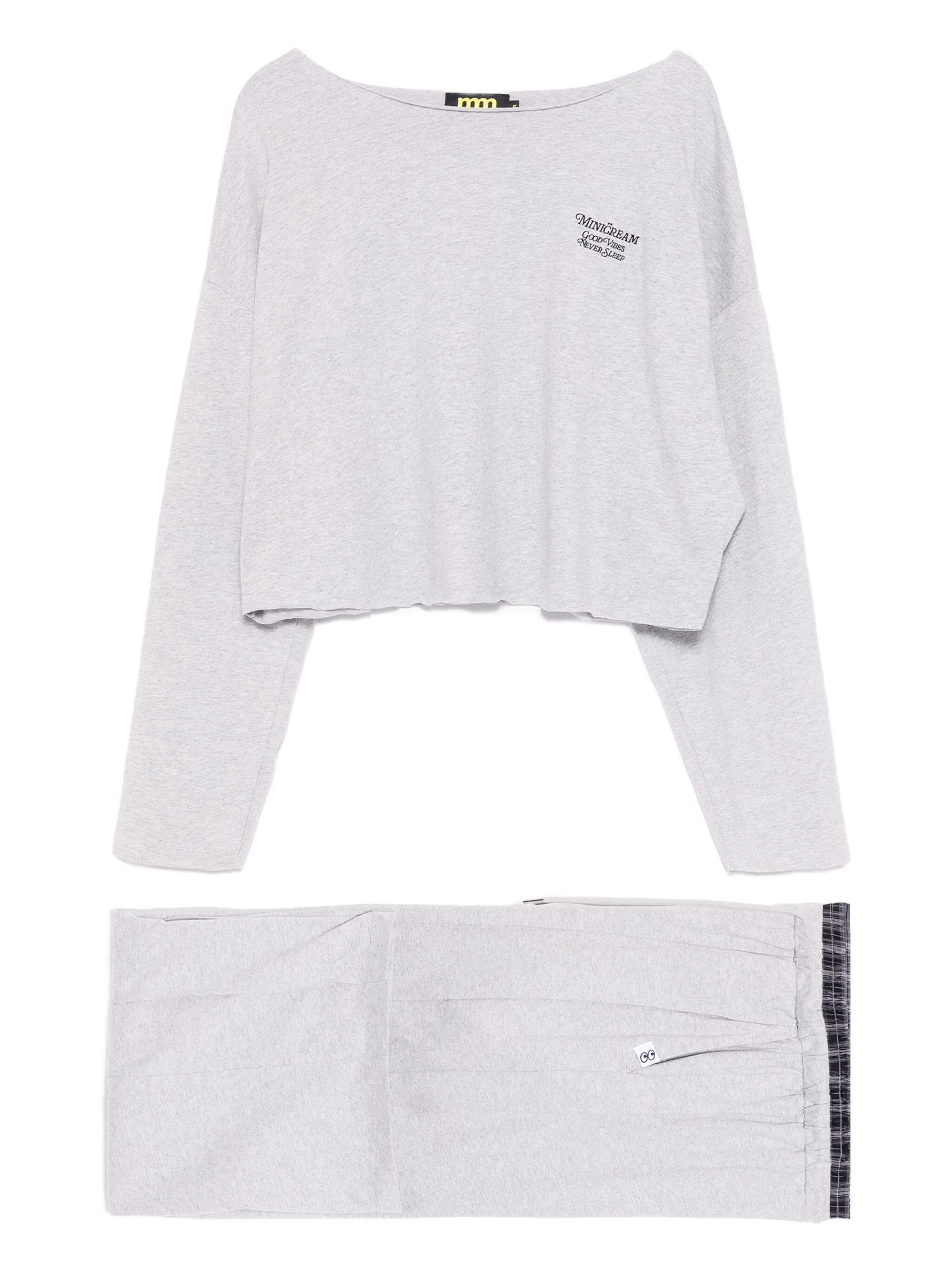 

Комплект из футболки и брюк с вышитым логотипом Mini Cream, серый
