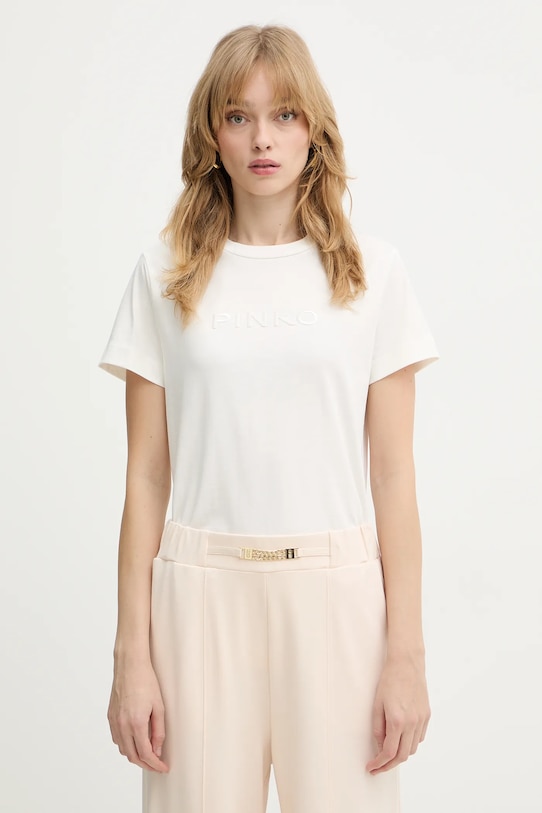 

Хлопковая футболка Pinko, бежевый